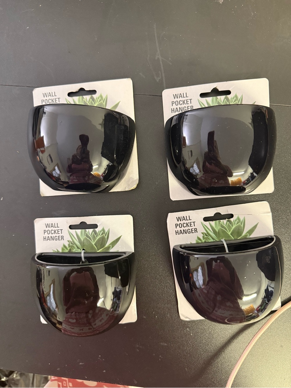 Wall Pocket Hanger - Black Wall Mount Storage (4 Pack)
